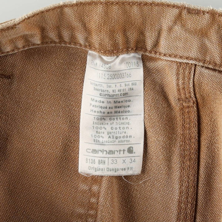 Carhartt Original Dungaree Fit Double Knee Duck Painter Pants Men's W32 equivalent cotton Beige type Vintage Second Hand