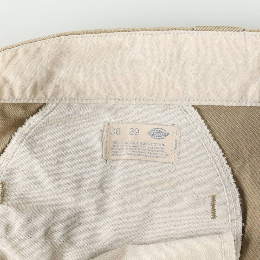 80s-90'S Dickies Work Pants, Made in USA, Men's Size W37 (approx.), Vintage polyester Beige type Vintage Second Hand