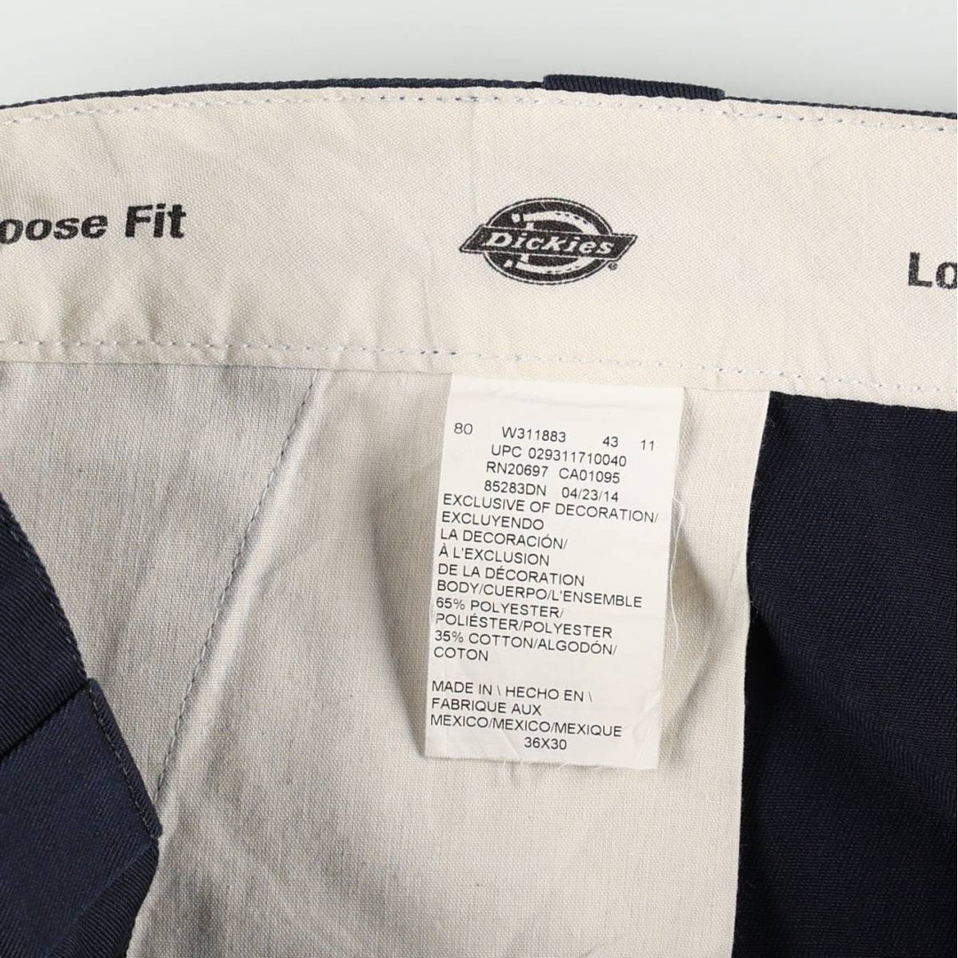 Dickies Loose Fit Double Knee Work Pants Men's W36 polyester navy blue type Vintage Second Hand