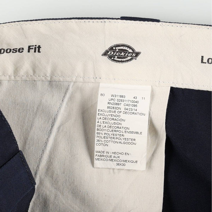 Dickies Loose Fit Double Knee Work Pants Men's W36 polyester navy blue type Vintage Second Hand