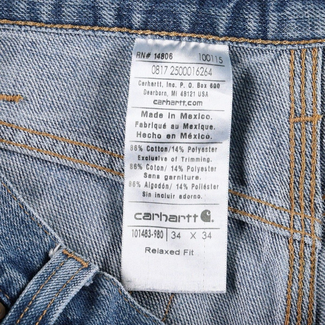 Carhartt Relaxed Fit Straight Denim Pants, Men's, Size 35 cotton blue type Vintage Second Hand