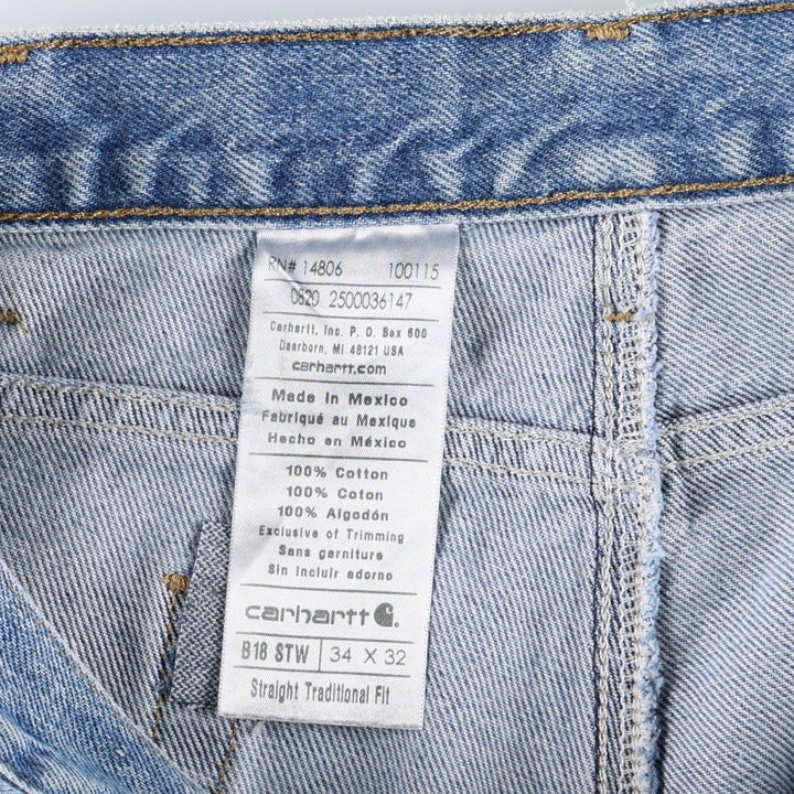Carhartt Straight Traditional Fit Tapered Denim Pants, Men's Size W34 (approx.) cotton blue type Vintage Second Hand