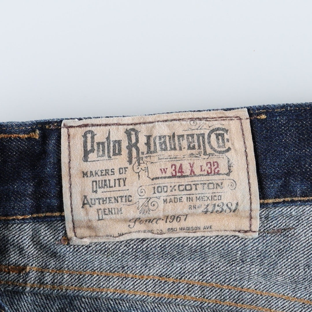 Ralph Lauren POLO RALPH LAUREN straight denim pants for men, W36 equivalent cotton navy blue type Vintage Second Hand