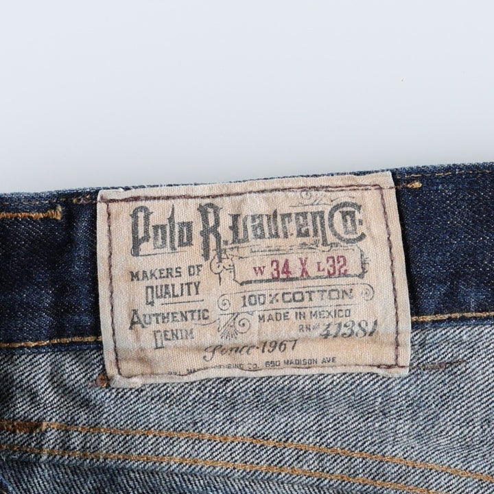 Ralph Lauren POLO RALPH LAUREN straight denim pants for men, W36 equivalent cotton navy blue type Vintage Second Hand