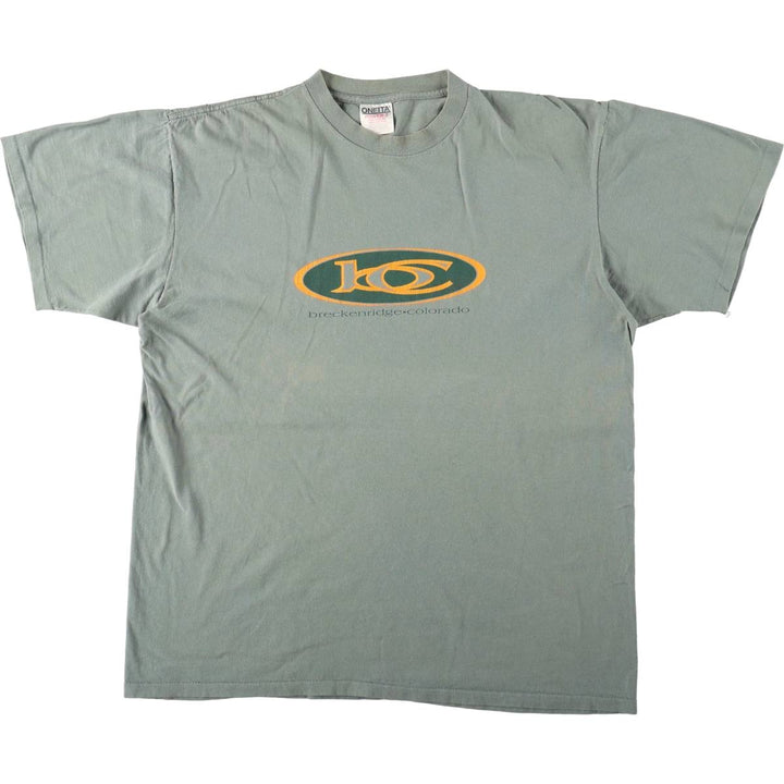 90'S ONEITA Souvenir T-shirt, Men's XL equivalent, Vintage cotton Khaki type sage green Vintage Second Hand