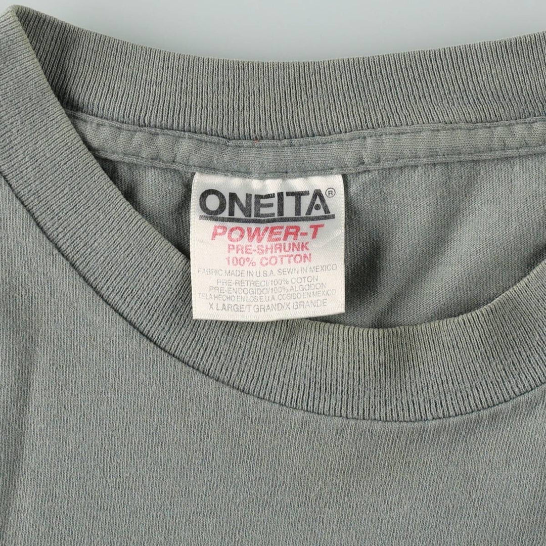 90'S ONEITA Souvenir T-shirt, Men's XL equivalent, Vintage cotton Khaki type sage green Vintage Second Hand
