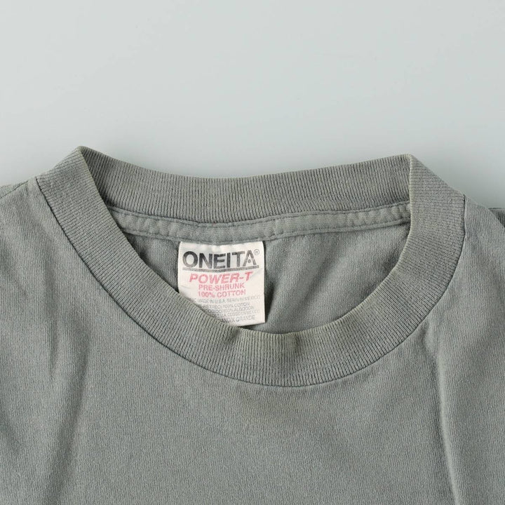 90'S ONEITA Souvenir T-shirt, Men's XL equivalent, Vintage cotton Khaki type sage green Vintage Second Hand