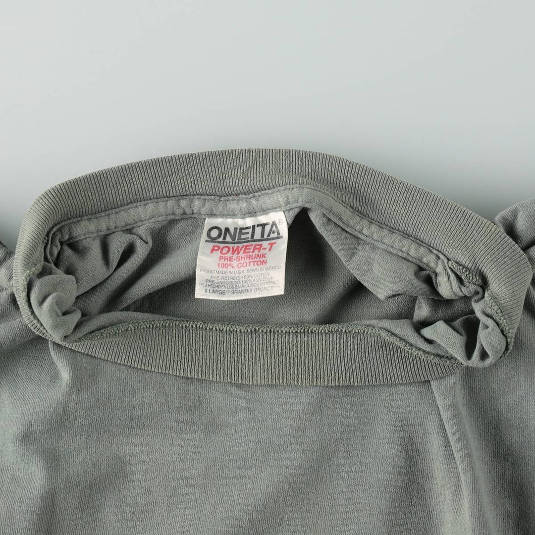 90'S ONEITA Souvenir T-shirt, Men's XL equivalent, Vintage cotton Khaki type sage green Vintage Second Hand