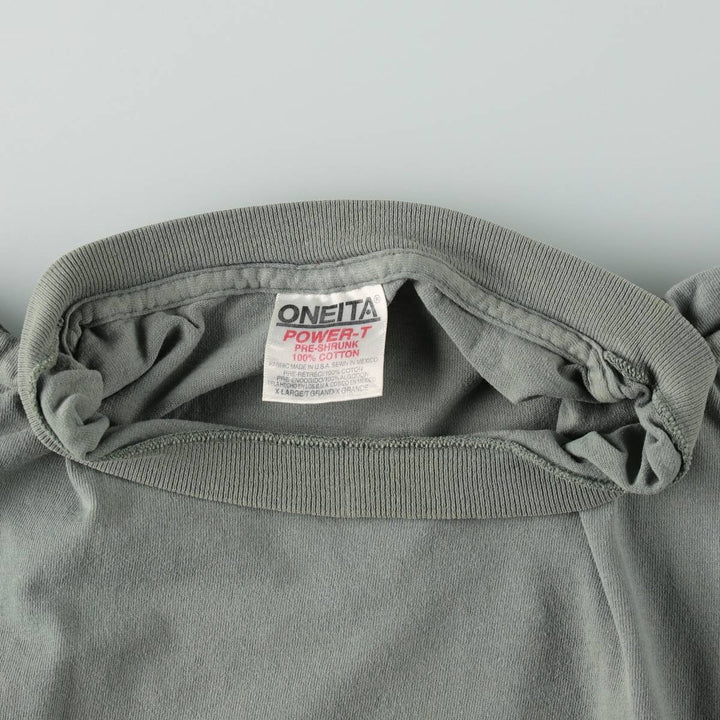 90'S ONEITA Souvenir T-shirt, Men's XL equivalent, Vintage cotton Khaki type sage green Vintage Second Hand