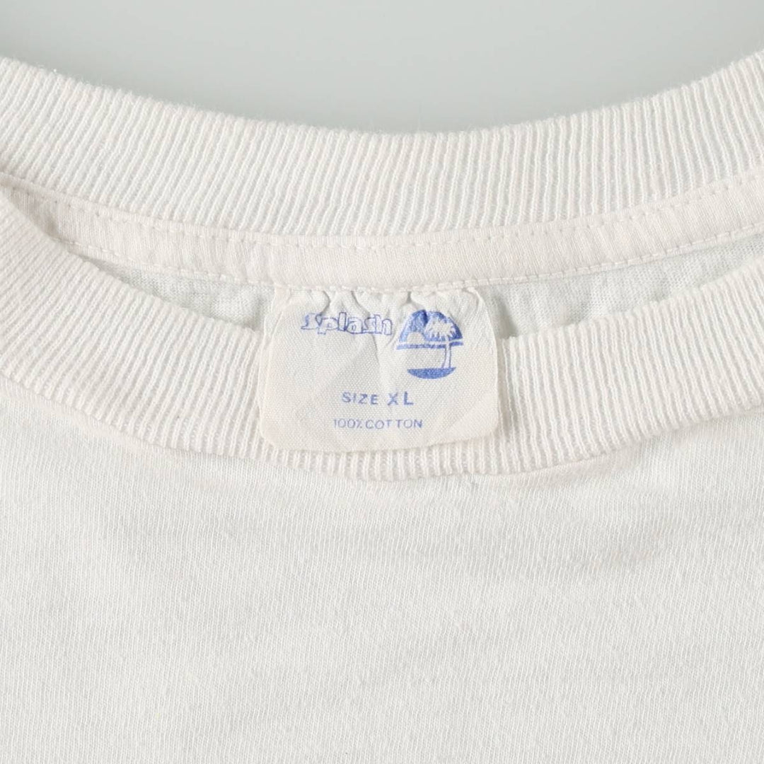 80'S Splash Triple Print College T-Shirt, Men's XL (approx.), Vintage cotton white type Vintage Second Hand