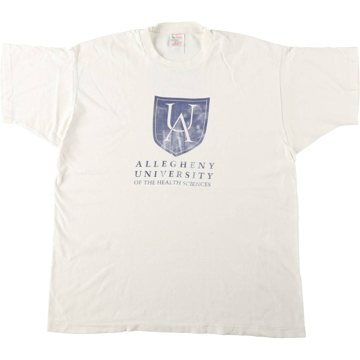 90'S Fruit of the Loom College T-shirt, Made in USA, Men's XL, Vintage unclear white type Vintage Second Hand