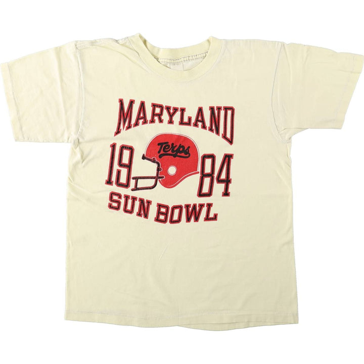 80'S College T-shirt, Men's Size S (equivalent), Vintage unclear unbleached Vintage Second Hand