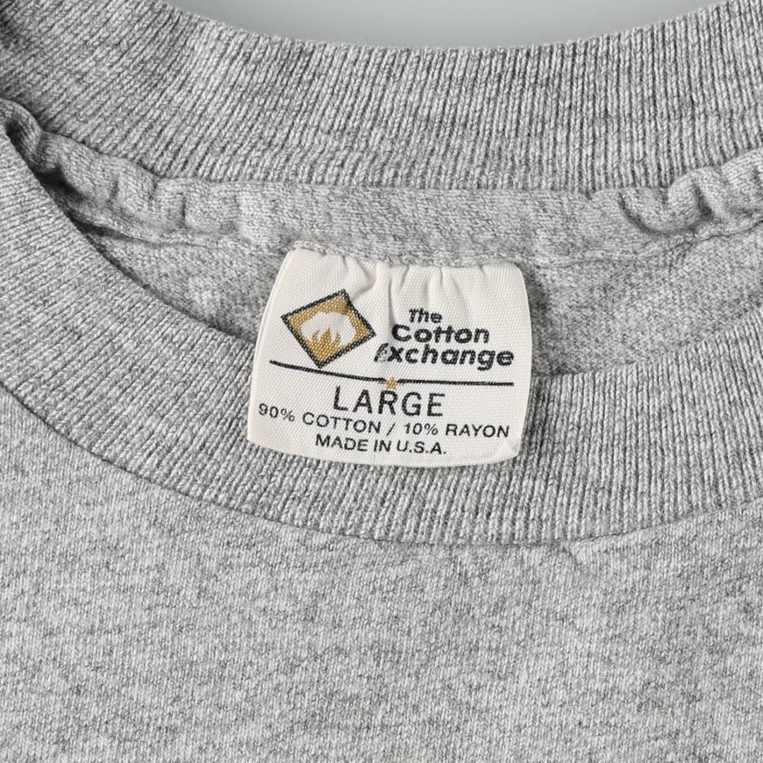 90'S The Cotton Exchange College T-shirt, Made in USA, Men's Size L (approx.), Vintage cotton gray type Vintage Second Hand