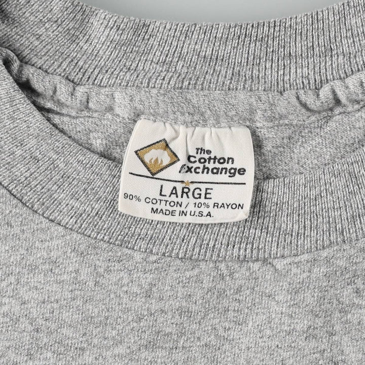 90'S The Cotton Exchange College T-shirt, Made in USA, Men's Size L (approx.), Vintage cotton gray type Vintage Second Hand