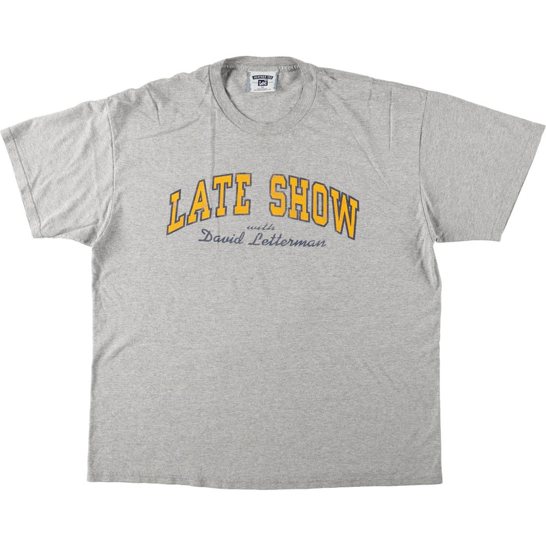90'S Lee Print T-Shirt, Made in USA, Men's XL equivalent, Vintage cotton gray type Vintage Second Hand