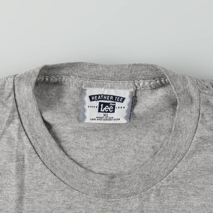 90'S Lee Print T-Shirt, Made in USA, Men's XL equivalent, Vintage cotton gray type Vintage Second Hand