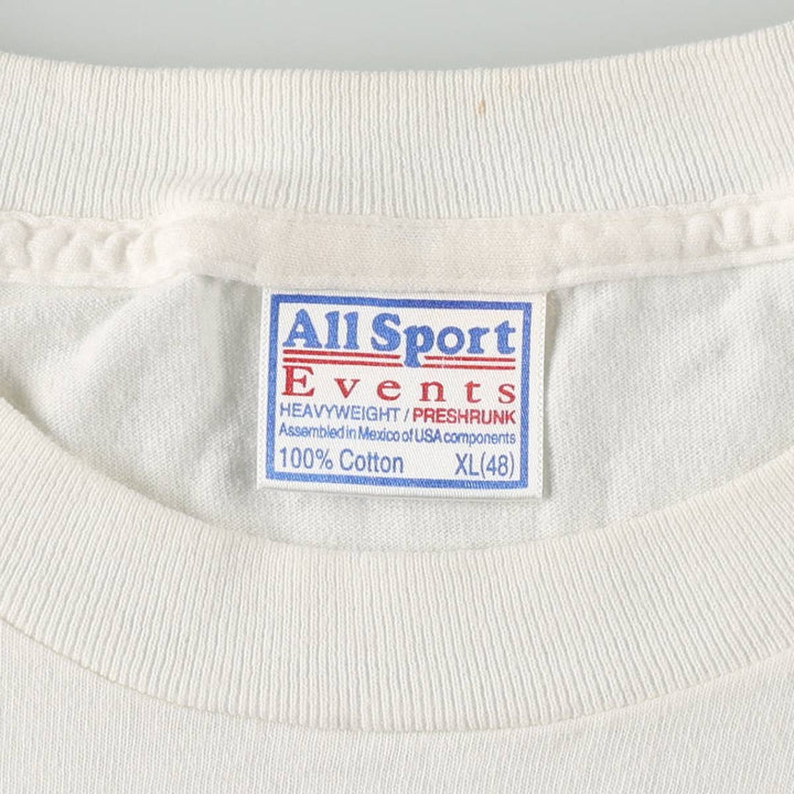 90'S All Sport Events College T-Shirt, Men's XL equivalent, Vintage cotton white type Vintage Second Hand