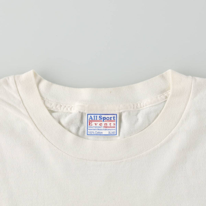90'S All Sport Events College T-Shirt, Men's XL equivalent, Vintage cotton white type Vintage Second Hand