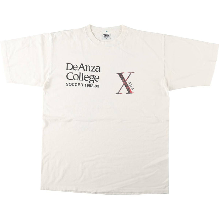 90'S XARA College T-Shirt, Made in USA, Men's XL equivalent, Vintage cotton white type Vintage Second Hand