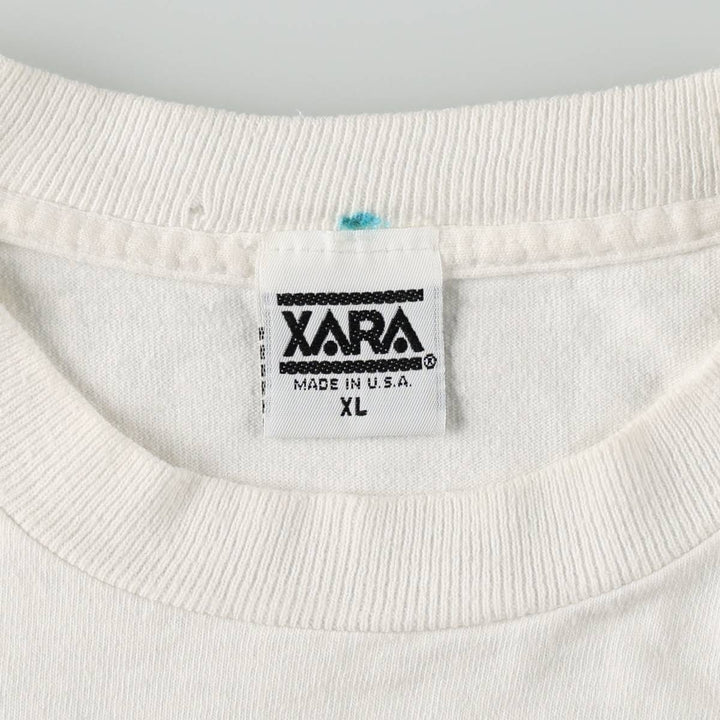 90'S XARA College T-Shirt, Made in USA, Men's XL equivalent, Vintage cotton white type Vintage Second Hand