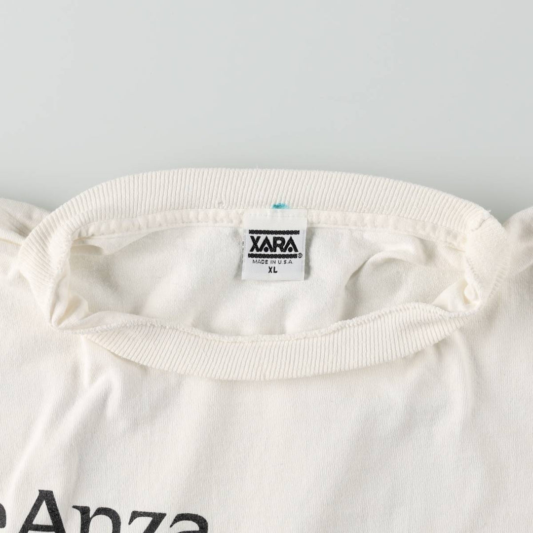 90'S XARA College T-Shirt, Made in USA, Men's XL equivalent, Vintage cotton white type Vintage Second Hand