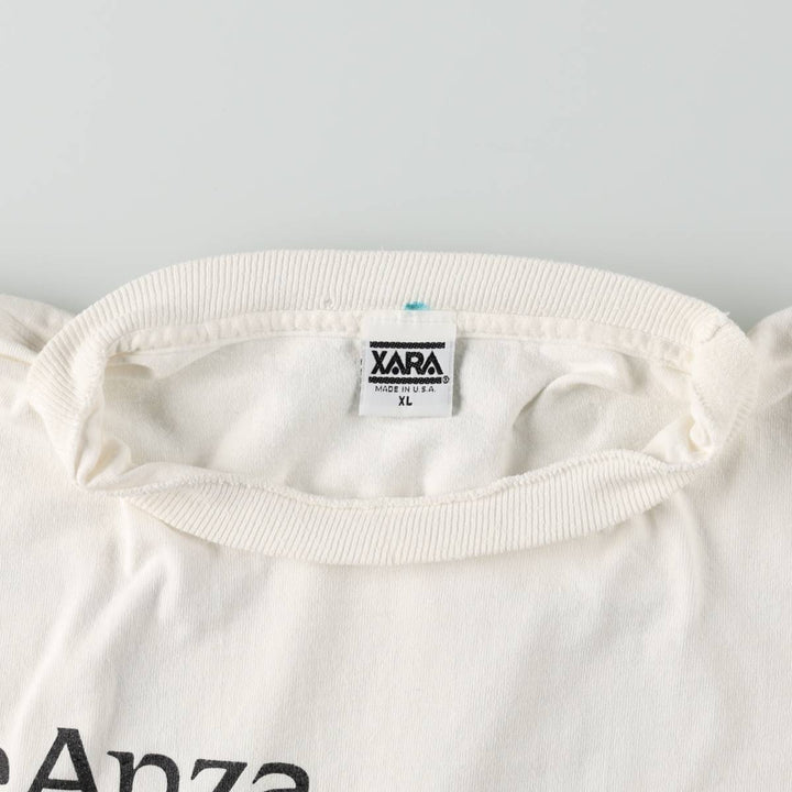 90'S XARA College T-Shirt, Made in USA, Men's XL equivalent, Vintage cotton white type Vintage Second Hand