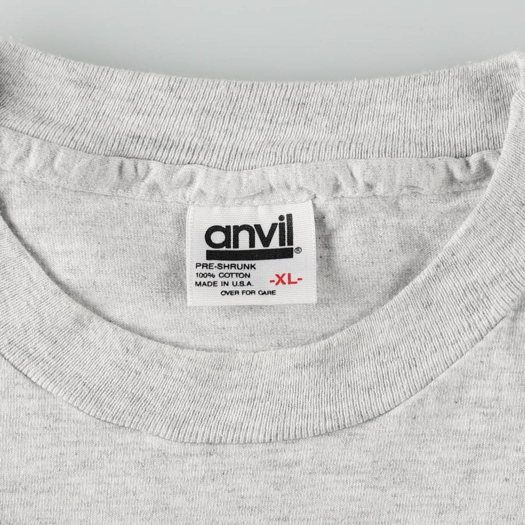 90'S Anvil College T-Shirt, Made in USA, Men's XL equivalent, Vintage cotton gray type Vintage Second Hand