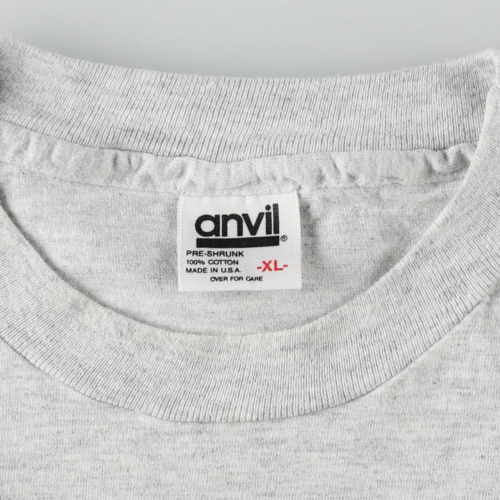 90'S Anvil College T-Shirt, Made in USA, Men's XL equivalent, Vintage cotton gray type Vintage Second Hand