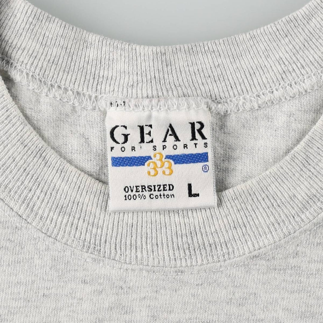 90'S GEAR Triple Print College T-Shirt, Made in USA, Men's Size L (Equivalent), Vintage cotton gray type Vintage Second Hand
