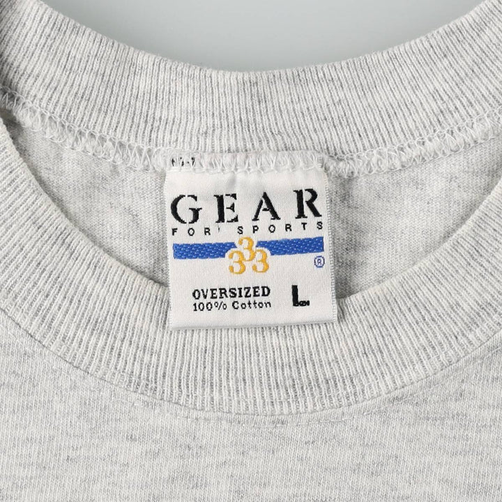 90'S GEAR Triple Print College T-Shirt, Made in USA, Men's Size L (Equivalent), Vintage cotton gray type Vintage Second Hand