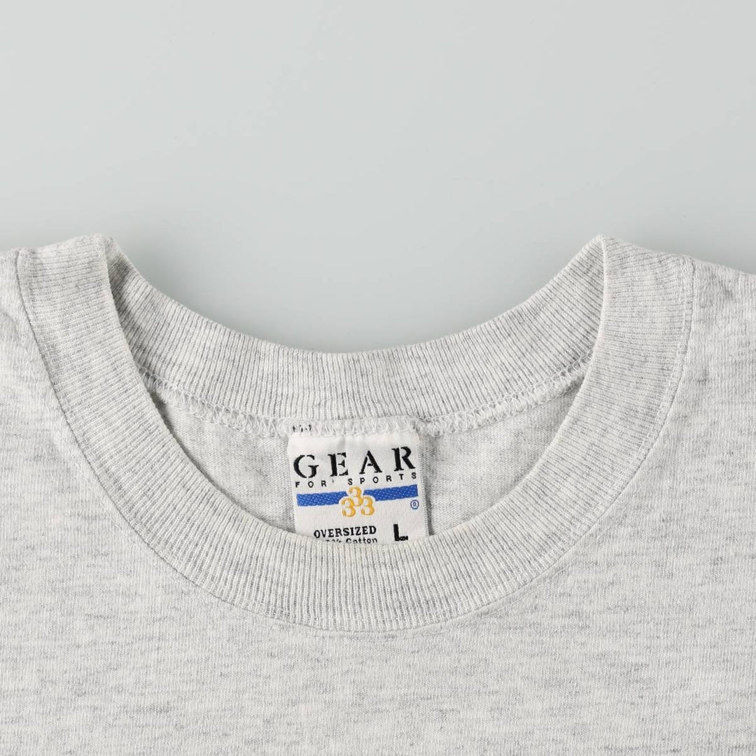 90'S GEAR Triple Print College T-Shirt, Made in USA, Men's Size L (Equivalent), Vintage cotton gray type Vintage Second Hand