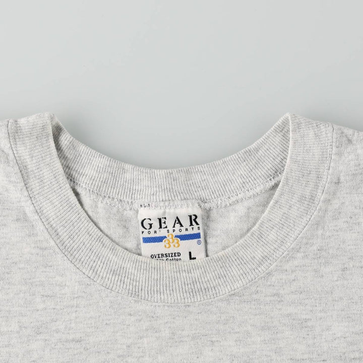 90'S GEAR Triple Print College T-Shirt, Made in USA, Men's Size L (Equivalent), Vintage cotton gray type Vintage Second Hand