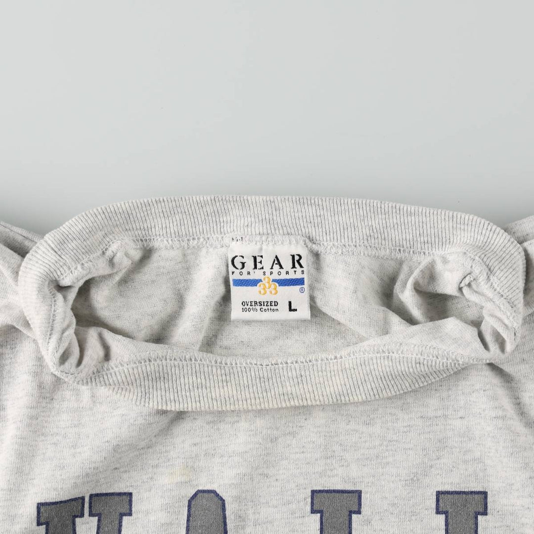 90'S GEAR Triple Print College T-Shirt, Made in USA, Men's Size L (Equivalent), Vintage cotton gray type Vintage Second Hand