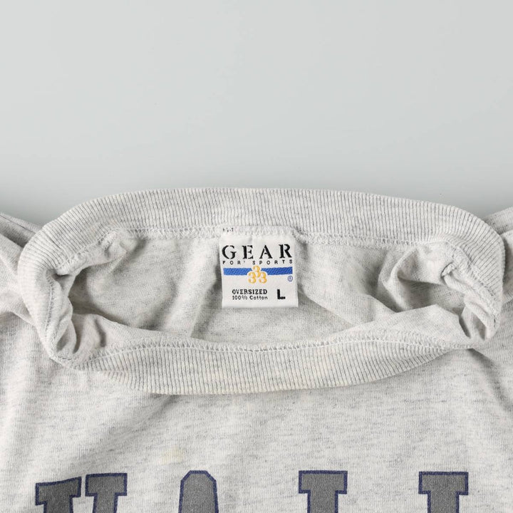 90'S GEAR Triple Print College T-Shirt, Made in USA, Men's Size L (Equivalent), Vintage cotton gray type Vintage Second Hand