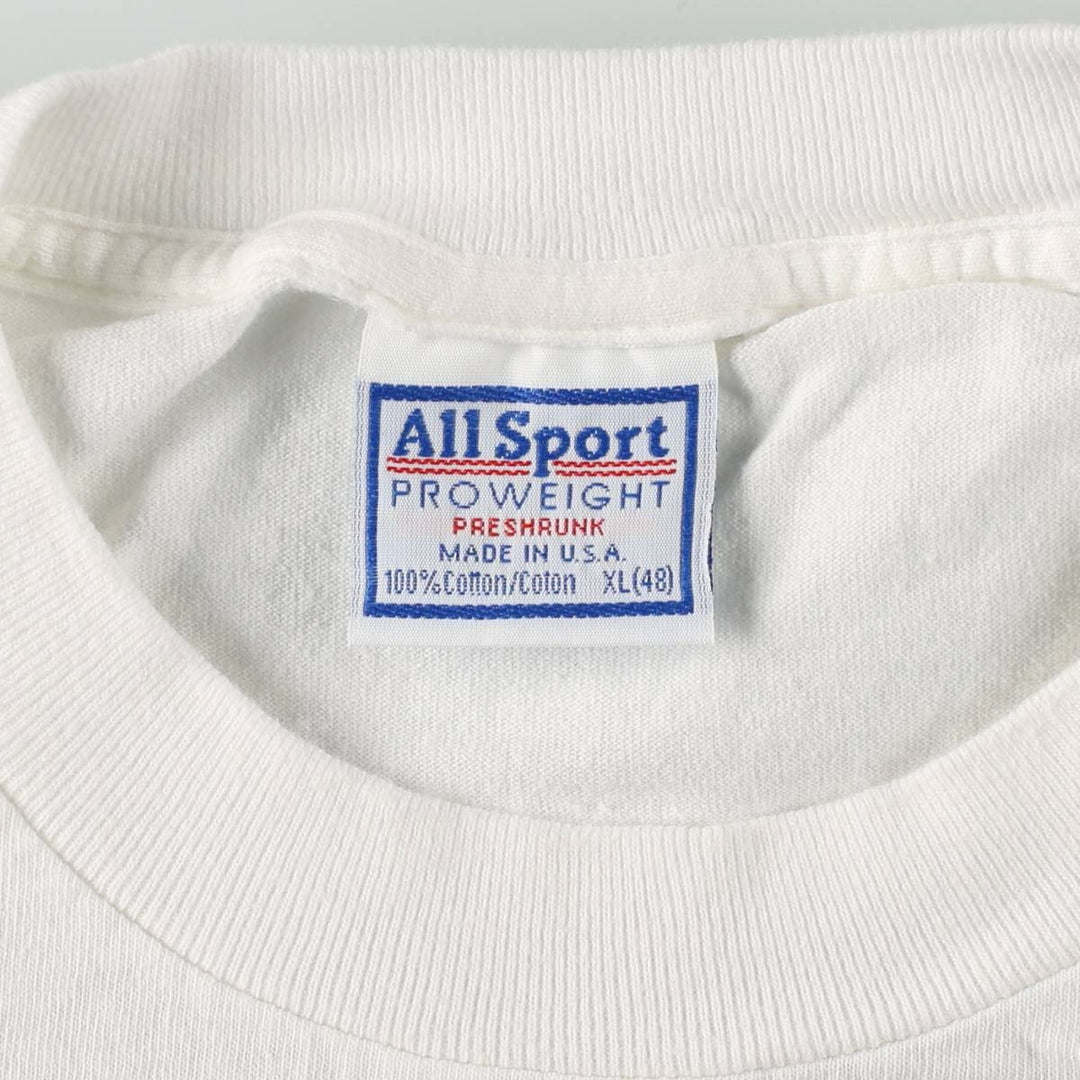 Vintage 90'S All Sport College T-Shirt, Made in USA, Men's XL cotton white type Vintage Second Hand