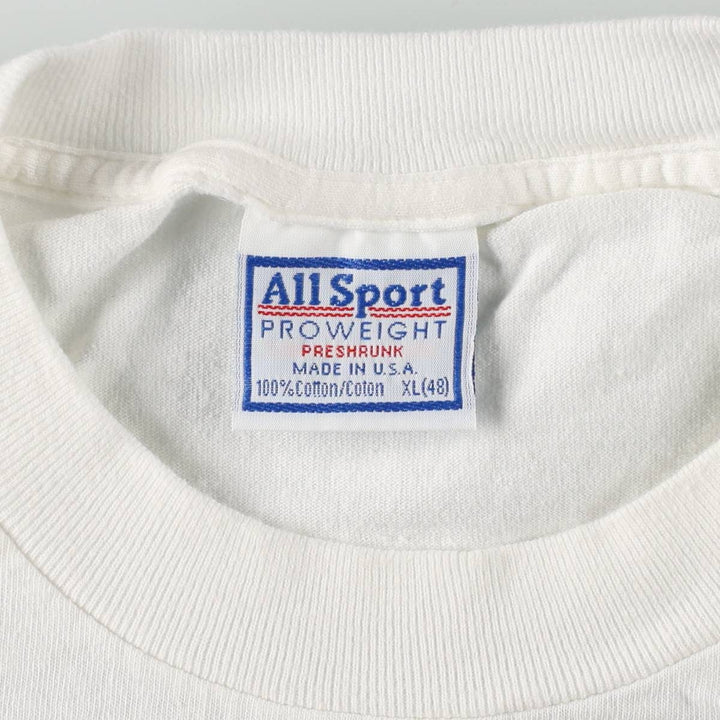Vintage 90'S All Sport College T-Shirt, Made in USA, Men's XL cotton white type Vintage Second Hand
