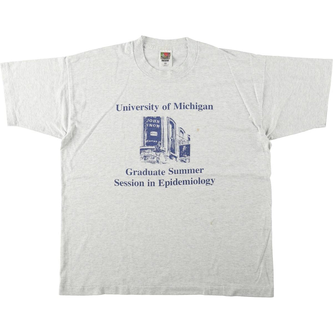 90'S Fruit of the Loom BEST MICHIGAN University of Michigan College T-Shirt, Made in USA, Men's XL equivalent, Vintage cotton gray type Vintage Second Hand