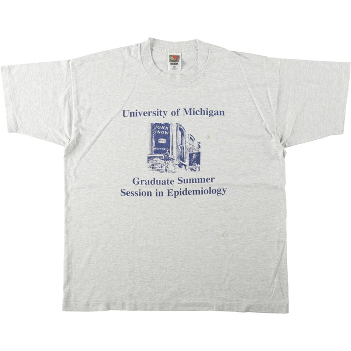 90'S Fruit of the Loom BEST MICHIGAN University of Michigan College T-Shirt, Made in USA, Men's XL equivalent, Vintage cotton gray type Vintage Second Hand