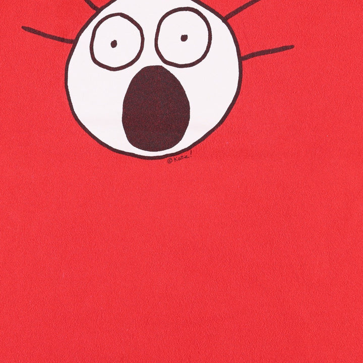 90'S Scared Guy character print t-shirt, men's size XL equivalent, vintage. cotton red type Vintage Second Hand