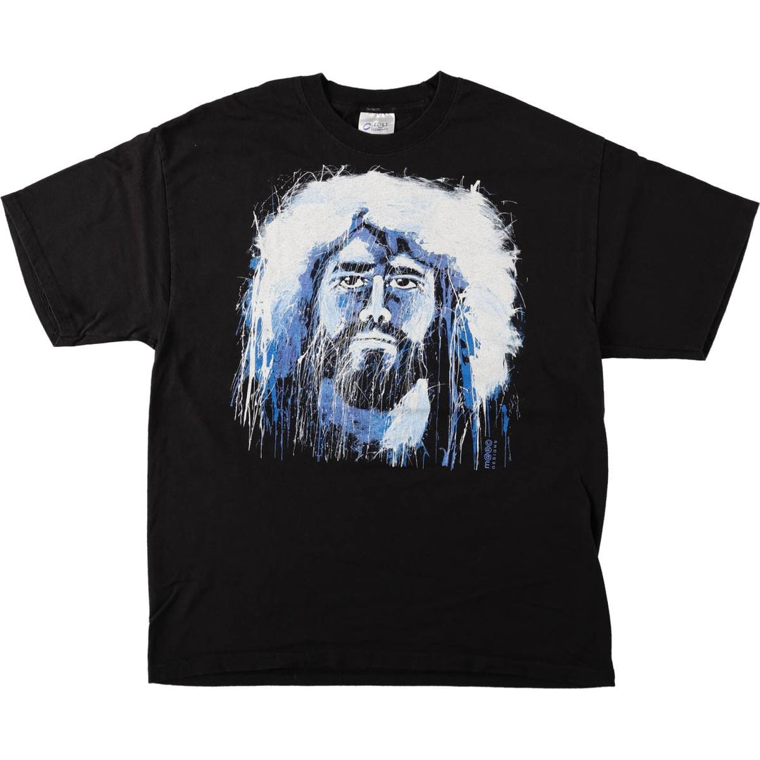 PORT and COMPANY JESUS CHRIST Print T-Shirt ADULT L cotton black type Vintage Second Hand