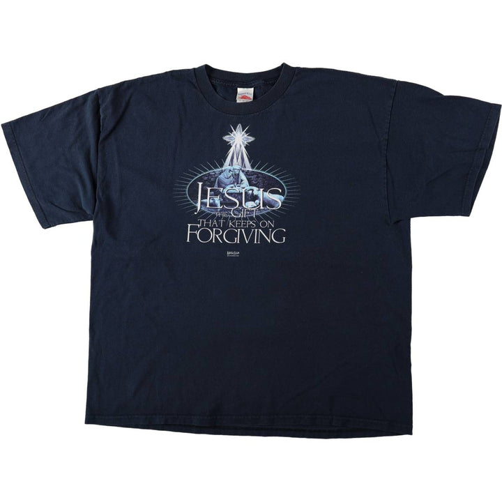 Tennessee River Holy Family Print T-Shirt, Men's XXL (approx.) cotton navy blue type Vintage Second Hand