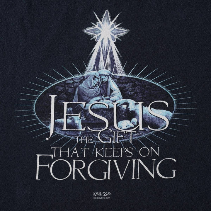 Tennessee River Holy Family Print T-Shirt, Men's XXL (approx.) cotton navy blue type Vintage Second Hand