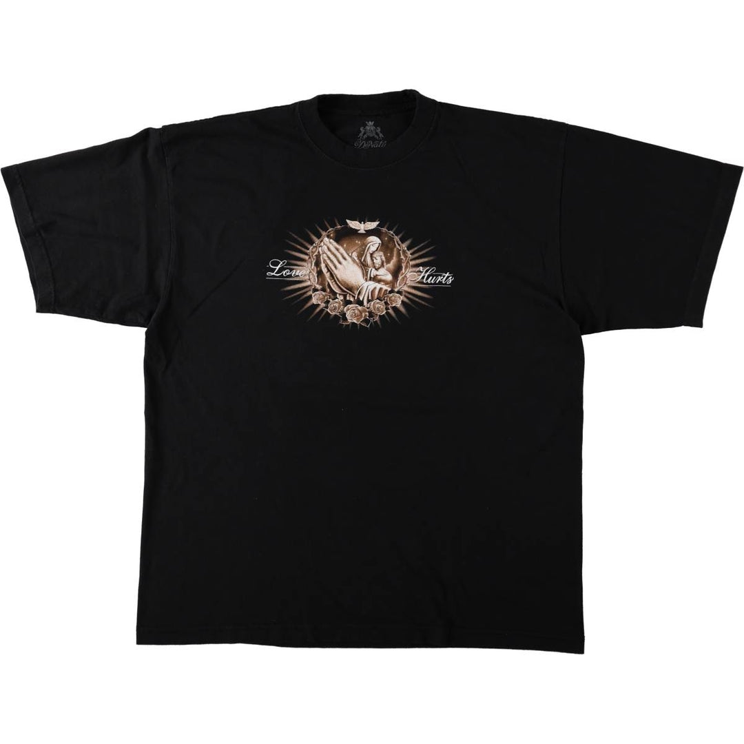 D'Naty HORY MOTHER Virgin Mary JESUS CHRIST Print T-Shirt (Men's XL equivalent) cotton black type Vintage Second Hand