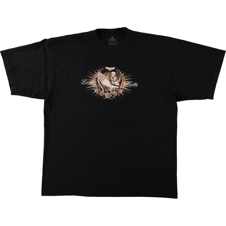 D'Naty HORY MOTHER Virgin Mary JESUS CHRIST Print T-Shirt (Men's XL equivalent) cotton black type Vintage Second Hand