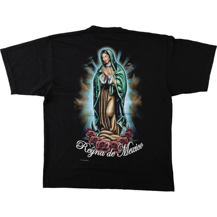 D'Naty HORY MOTHER Virgin Mary JESUS CHRIST Print T-Shirt (Men's XL equivalent) cotton black type Vintage Second Hand