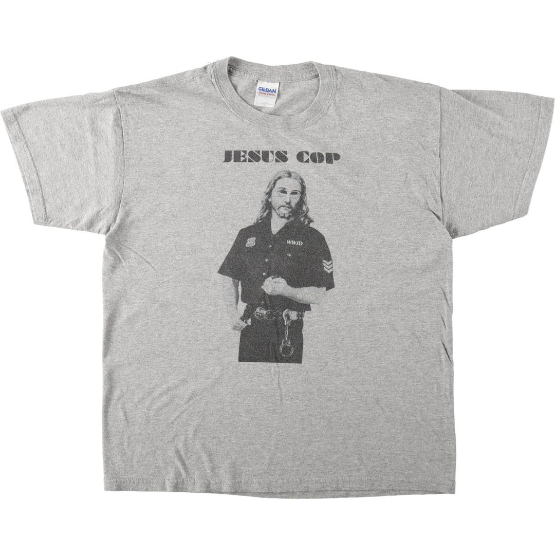 Gildan Parody Print T-shirt, Men's Size L cotton gray type Vintage Second Hand