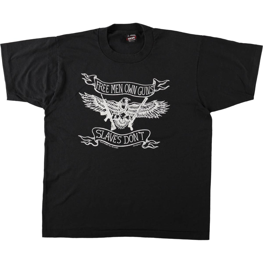 90'S Fruit of the Loom printed T-shirt, made in the USA, men's size L, vintage cotton black type Vintage Second Hand