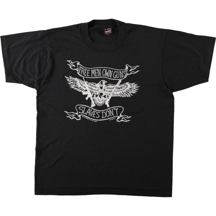 90'S Fruit of the Loom printed T-shirt, made in the USA, men's size L, vintage cotton black type Vintage Second Hand