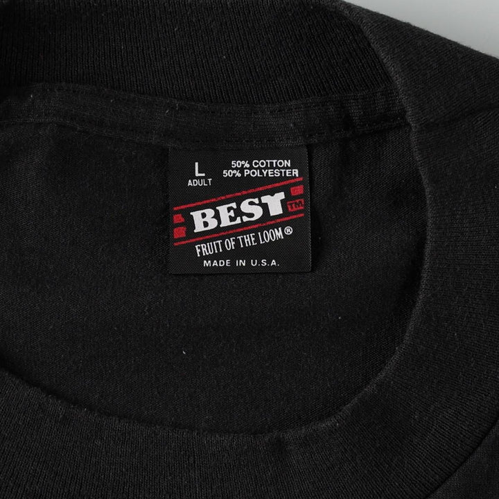 90'S Fruit of the Loom printed T-shirt, made in the USA, men's size L, vintage cotton black type Vintage Second Hand