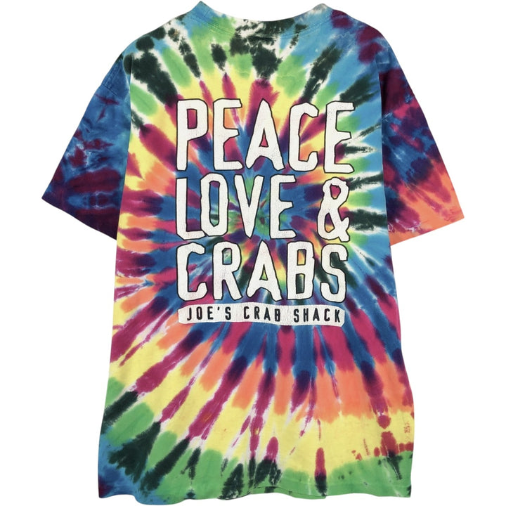90'S Anvil Tie-Dye Pattern Peace Sign Print T-Shirt, Men's XL (approx.), Vintage cotton Blue type light blue Vintage Second Hand